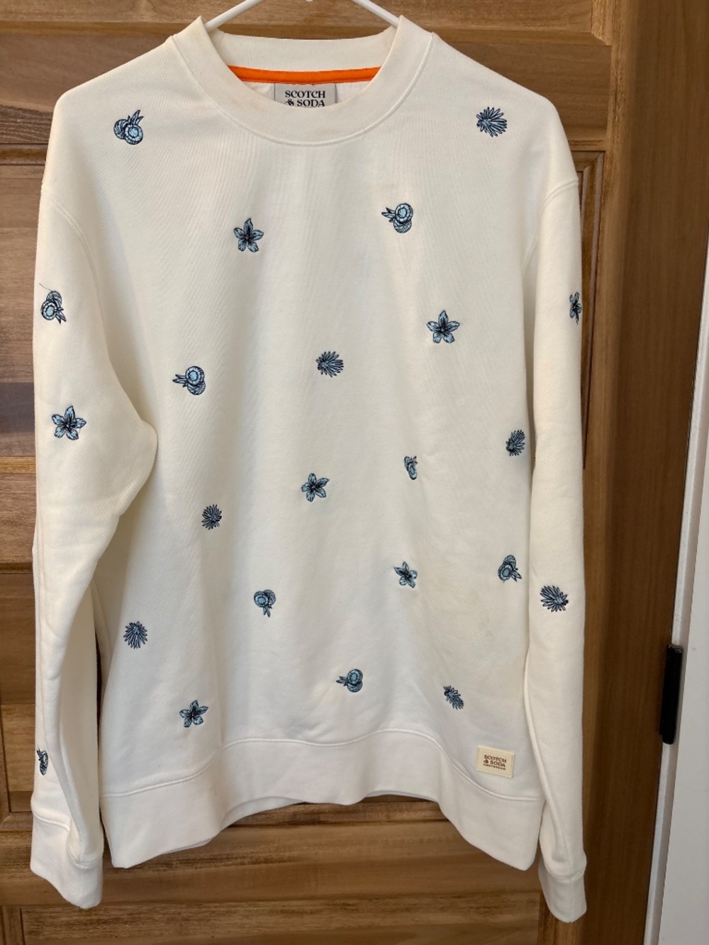 Scotch & Soda Embroidered Sweatshirt Crewneck Organic Cotton Blend Men Like New